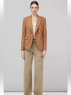 Rag & Bone Sofia Wide Leg Khaki Chino Pants Hemmed Cropped Size 12 Minimalist